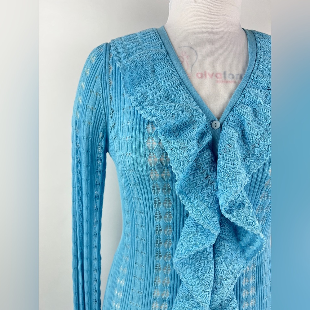 3136. Ruffled Knit Midi Button Front Cardigan - image 7